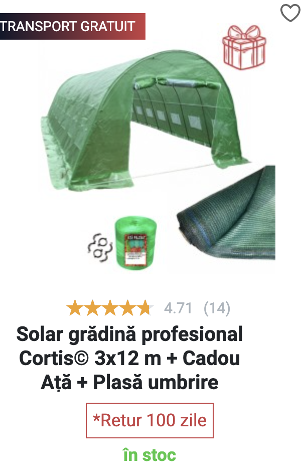 Solar gradina 3x12 m