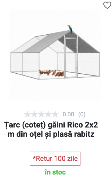 Țarc găini Rico, 2 x 2 m