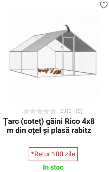 Țarc găini Rico, 4 x 8 m