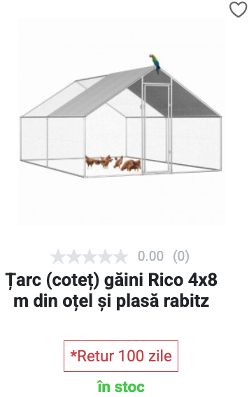 Țarc găini Rico - 4x8 m