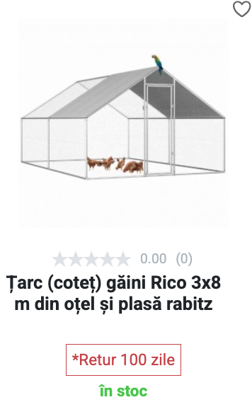 Țarc găini Rico - 3x8 m