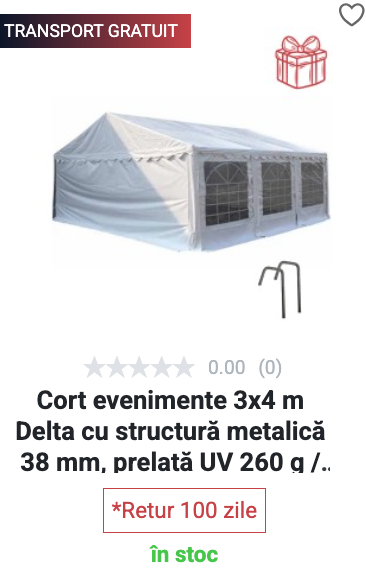 Cort evenimente Delta, 3x4 m - prelată 260 g/mp