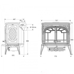 Sobă din fontă premium Sebastian 13,9 kW-3