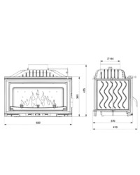 Focar șemineu Kawmet - Pecan din fontă 9,4 kW-4