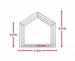 Cort expozițional evenimente alb-roșu Delta 3x6 m cu structură metalică 38 mm, prelată UV 500 g / mp-6