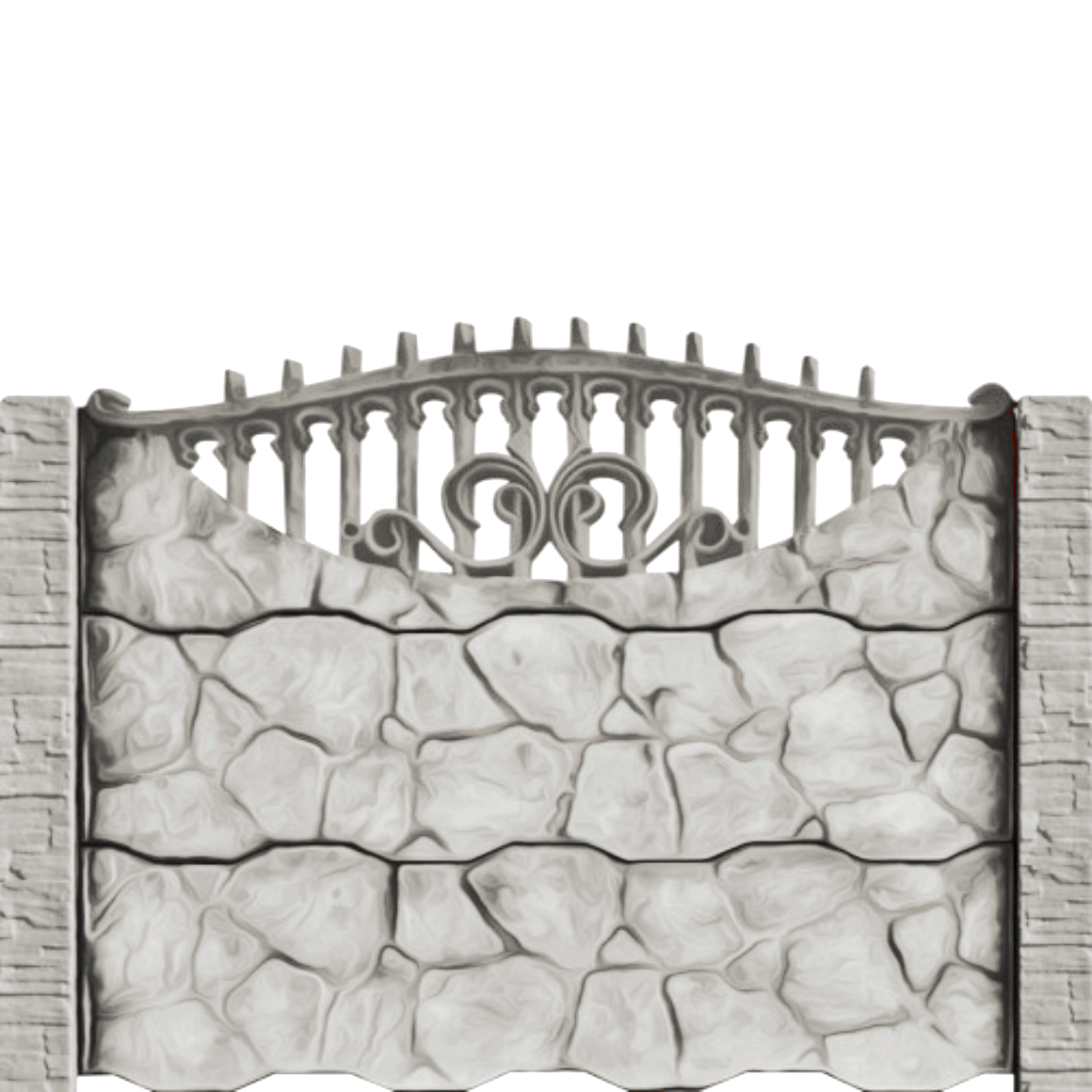 Gard beton Gotic 1 stâlpi cu model piatră 1,6 m