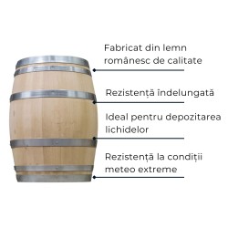 Butoi lemn masiv dud pentru vin 100 L + Cadou Soluții tratare vin-3