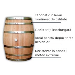 Butoi lemn masiv stejar pentru vin 50 L + Cadou Soluție curățare butoaie-3