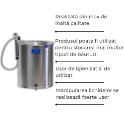 Cisternă inox Asconi 100 L - model A, depozitare / fermentare + Cadou Accesorii-2