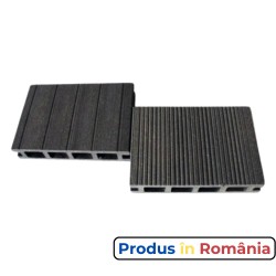 Pardoseală exterioară WPC trafic greu 14,5 x 2,8 x 240 cm Periat o față, Gri-1