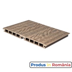 Pardoseală exterioară WPC pentru terase și pontoane 14,2 x 2,3 x 240 cm, Periat o față, Maro închis-1