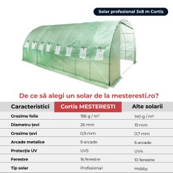 Solar grădină profesional Cortis© 3x8 m + Cadou Ață și clipsuri-2