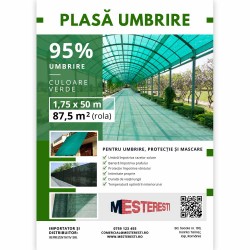 Plasă umbrire 95% 1x50 m tratată UV, 120 g densitate-2