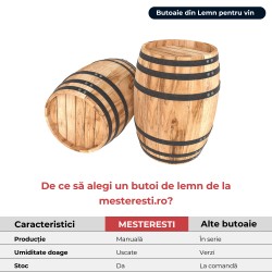 Butoi lemn masiv stejar pentru vin 150 L + Cadou Soluții tratare vin-3