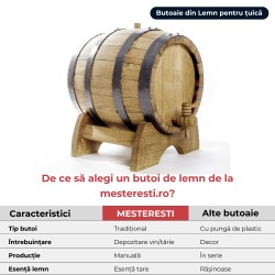 Butoi lemn masiv dud pentru țuică 20 L + Cadou Soluție curățare butoaie-3