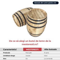 Butoi lemn masiv dud pentru țuică 50 L + Cadou Soluție curățare butoaie-3