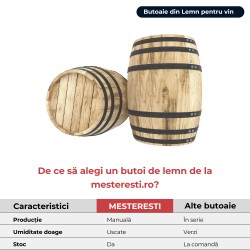 Butoi lemn masiv dud pentru vin 150 L + Cadou Soluții tratare vin-3