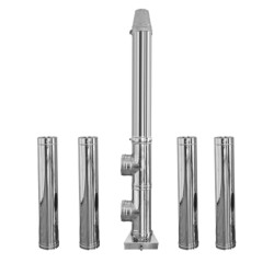 Coș de fum inox profesional Izonox 6 m x 200 mm pornire de la sol-1