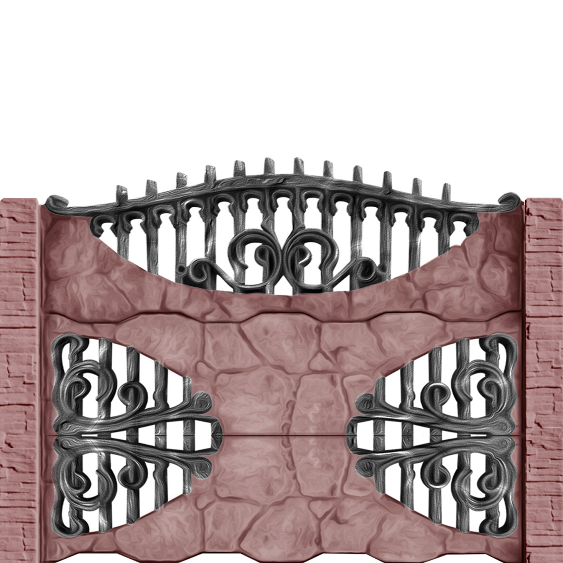 Gard beton Gotic 4 stâlpi cu model piatră 1,6 m
